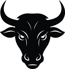 a bold and clean vector silhouette of a bull head
