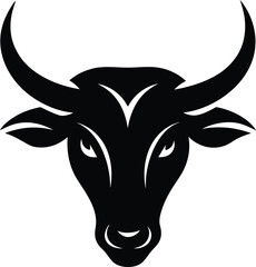 a bold and clean vector silhouette of a bull head