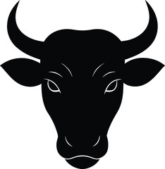 a bold and clean vector silhouette of a bull head