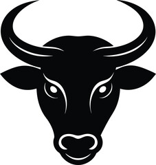 a bold and clean vector silhouette of a bull head