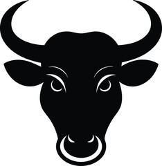 a bold and clean vector silhouette of a bull head