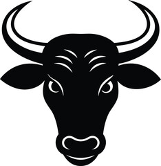 a bold and clean vector silhouette of a bull head