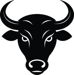 a bold and clean vector silhouette of a bull head