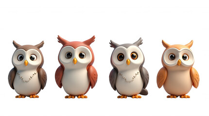 Obraz premium Cute Owl Illustrations on Transparent Background for Design Projects and Overlays