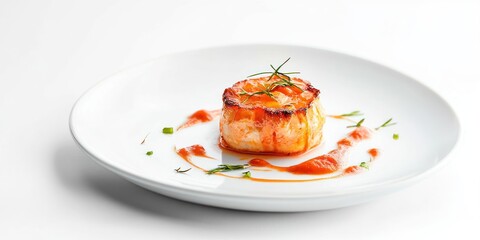 Gourmet Dish Featuring Baked Fish With Sauce and Herbs