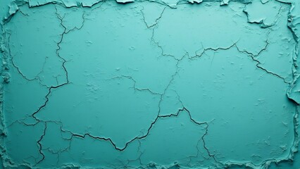 Obraz premium Aged Turquoise Wall Texture, Cracked Teal Paint Background for Vintage Digital Art