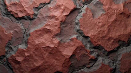Naklejka premium Highly Detailed Old Worn-Out Flat Rock Texture with Dark Red and Brown Colors - AI Generated Stone Background