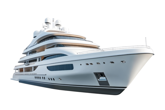 Luxury super yacht isolated on transparent or white background, png