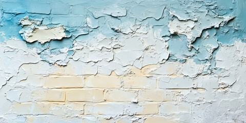 Obraz premium Faded Painted Wall with Cracked Blue and White Layers