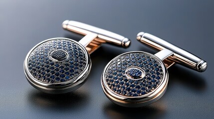 Elegant Sapphire Cufflink Set with Sleek Design for Formal Occasions