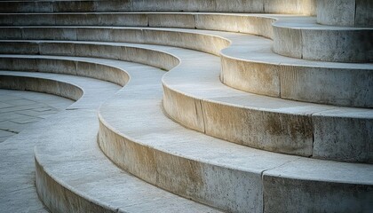 Curved stone steps create a serene architectural feature.