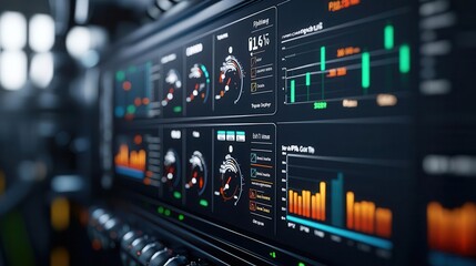 Fototapeta premium Digital dashboard displaying realtime PPI data alongside inflation rates, symbolizing industrial cost impacts on the economy