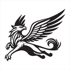 Mythology horse creatures vector illustration in black and white
