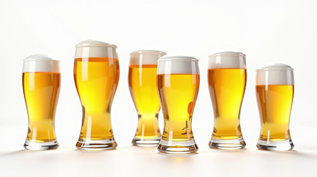 Vibrant Illustration of Refreshing Beer Glasses with Foamy Tops - Perfect for Beverage Promotions and Bar Themes