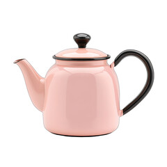 Fototapeta premium Pink teapot with black lid and handle isolated on transparent background
