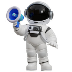 3D Astronaut Holding a Megaphone Illustration