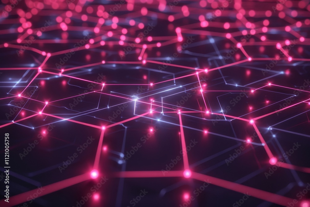 Poster abstract background featuring dynamic red lines and dots, creating a visually striking and modern de