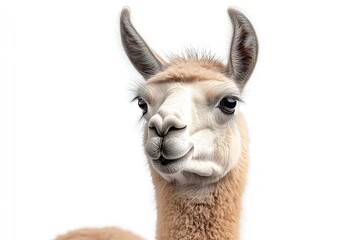 Obraz premium Excellent quality llama collection photo standing solitary on a white backdrop. Generative Ai