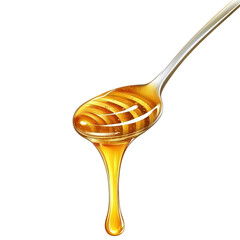 Delicious honey dripping from silver spoon