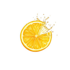 Fresh lemon slice with splashing water droplets
