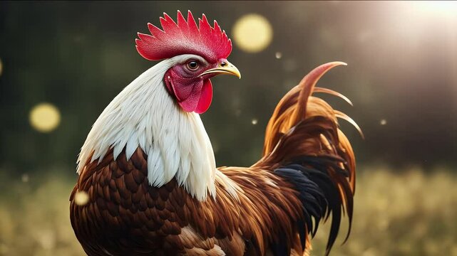 rooster olated white chicken cock male animal farm beautiful nature colourful siam poultry meat path cockerel bird rural standing thai clipping wild elegant  