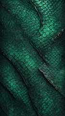 Fototapeta premium A luxurious snake print pattern in shades of green and black on a plain background, showcasing an edgy and modern design.