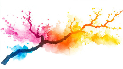 Fototapeta premium Colorful Abstract Watercolor Tree Branches Art and Prints 