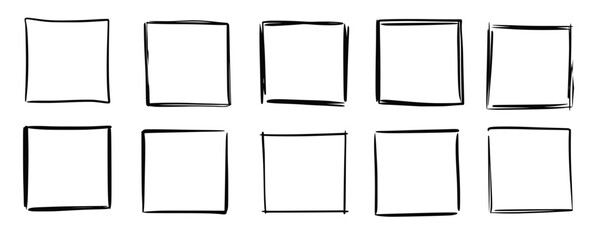 Hand drawn sketch frame vector simple doodle rectangle pencil frame border shape hand drawn doodle.