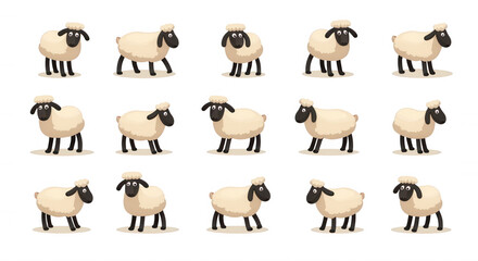 Obraz premium Cute Sheep Illustration with Clear Background - Perfect for Design Overlays and Graphic Resources, Isolated PNG