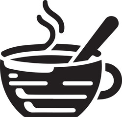A simple and elegant black-and-white vector icon of a coffee and tea cup, perfect for logos, branding, and web design. Scalable and versatile for various creative projects and food-related themes.
