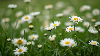 Serene Daisy Field, A Breathtaking Landscape of White Daisies and Lush Green Grass, Cinematic Lighting, Perfect for Relaxation and Nature Themes