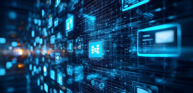 A visual presentation of digital assets and business icons, offering extensive space for adaptation and marketing, aimed at improving asset management solutions for businesses.