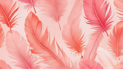 A vibrant flamingo feather pattern in soft pink and coral hues on a plain background, showcasing elegance and tropical charm.