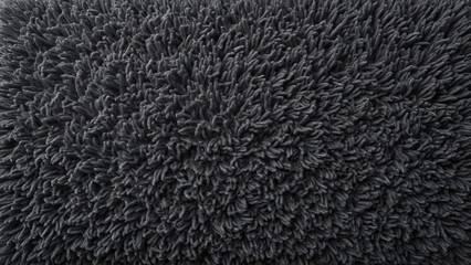 Fototapeta premium Dark Gray Shaggy Carpet Texture, Fluffy, Soft Pile Fabric Background for Interior Design - Top View