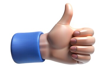 hand with thumb up 3d render icon isolated on white background