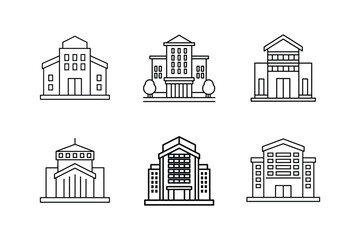 office building line art icon vector illustration