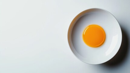 Orange yolk in a white bowl on a white background
