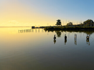 Der Olgahafen am Dümmer See bei Dümmerlohausen, Naturpark Dümmer, Landkreis Diepholz,...