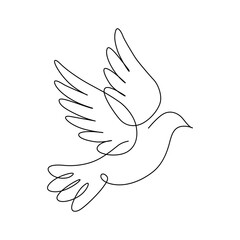 Line art of dove bird vector art illustration