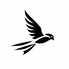 A minimalist falcon silhouette in a diving pose, with clean, sharp lines depicting speed and precision.