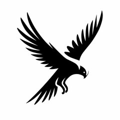 A minimalist falcon silhouette in a diving pose, with clean, sharp lines depicting speed and precision.