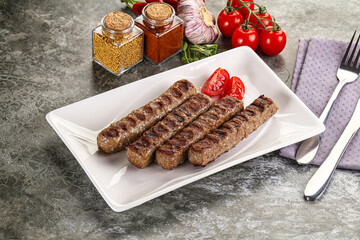 Grilled beef kebab minced meat