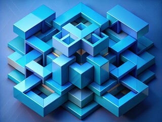 Obraz premium Abstract Blue Geometric Shapes Rule of Thirds AI Art