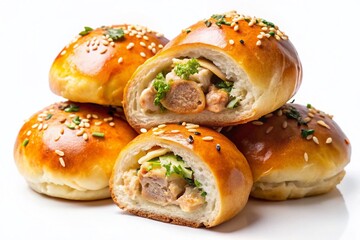 Delicious Chicken & Samsa Bun, Isolated Food Photography