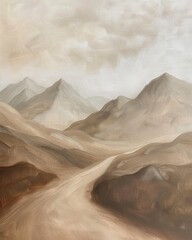 Vintage landscape art painting, wall art, design, realistic, textured painting