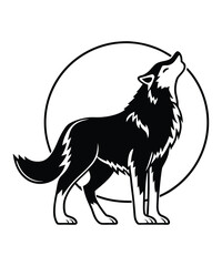 Wolf silhouette vector illustrations