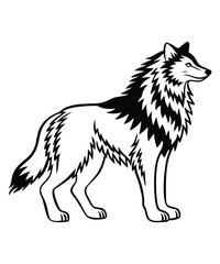 Wolf silhouette vector illustrations
