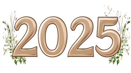 Metallic Two Thousand Twenty Five New Year Design