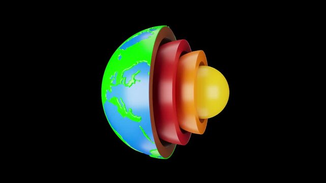 3D Animation Icon of Layers of the Earth | Alpha Channel