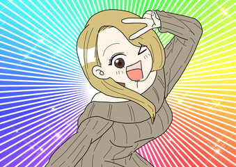 Fototapeta premium ノリノリでポーズを決めるギャル